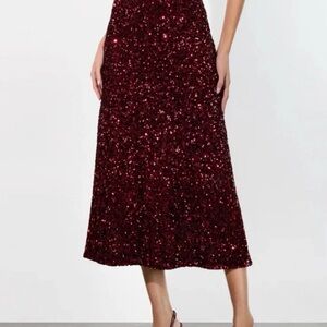 Dolce & Gabbana Sparkling Red Midi Skirt